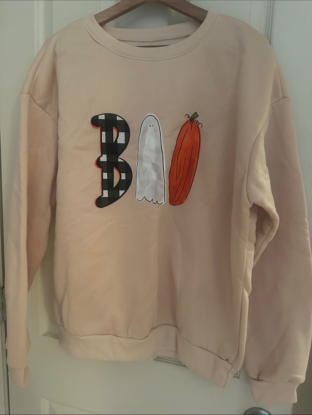 Cozy Pink 'BOO' Halloween Crewneck Sweatshirt